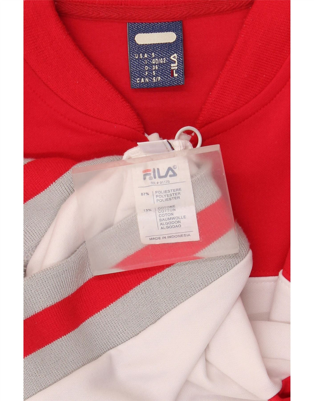 Женский укороченный спортивный костюм Fila, верхняя куртка UK 10, маленький красный полиэстер с цветными блоками