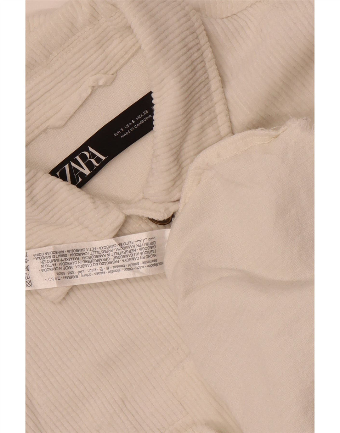 Женская вельветовая куртка оверсайз Zara UK 10, маленький размер, белый хлопок