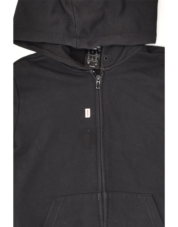ADIDAS Womens Graphic Zip Hoodie Sweater UK 12/14 Medium Black Cotton | Vintage Adidas | Thrift | Second-Hand Adidas | Used Clothing | Messina Hembry 