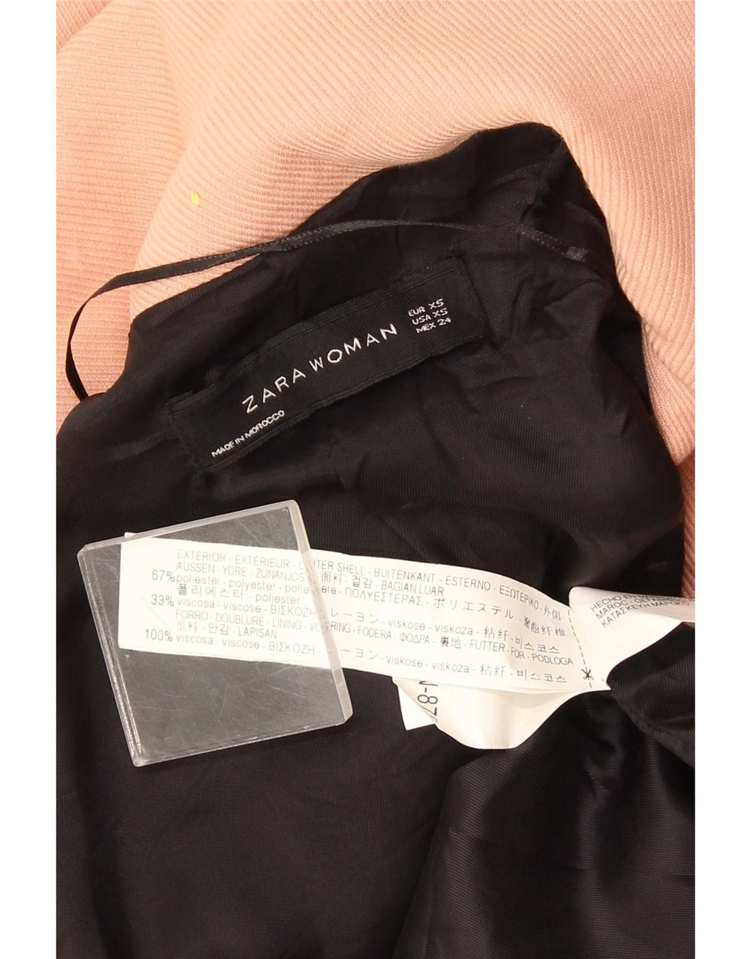 Женский удлиненный открытый пиджак оверсайз Zara UK 6 XS, розовый полиэстер