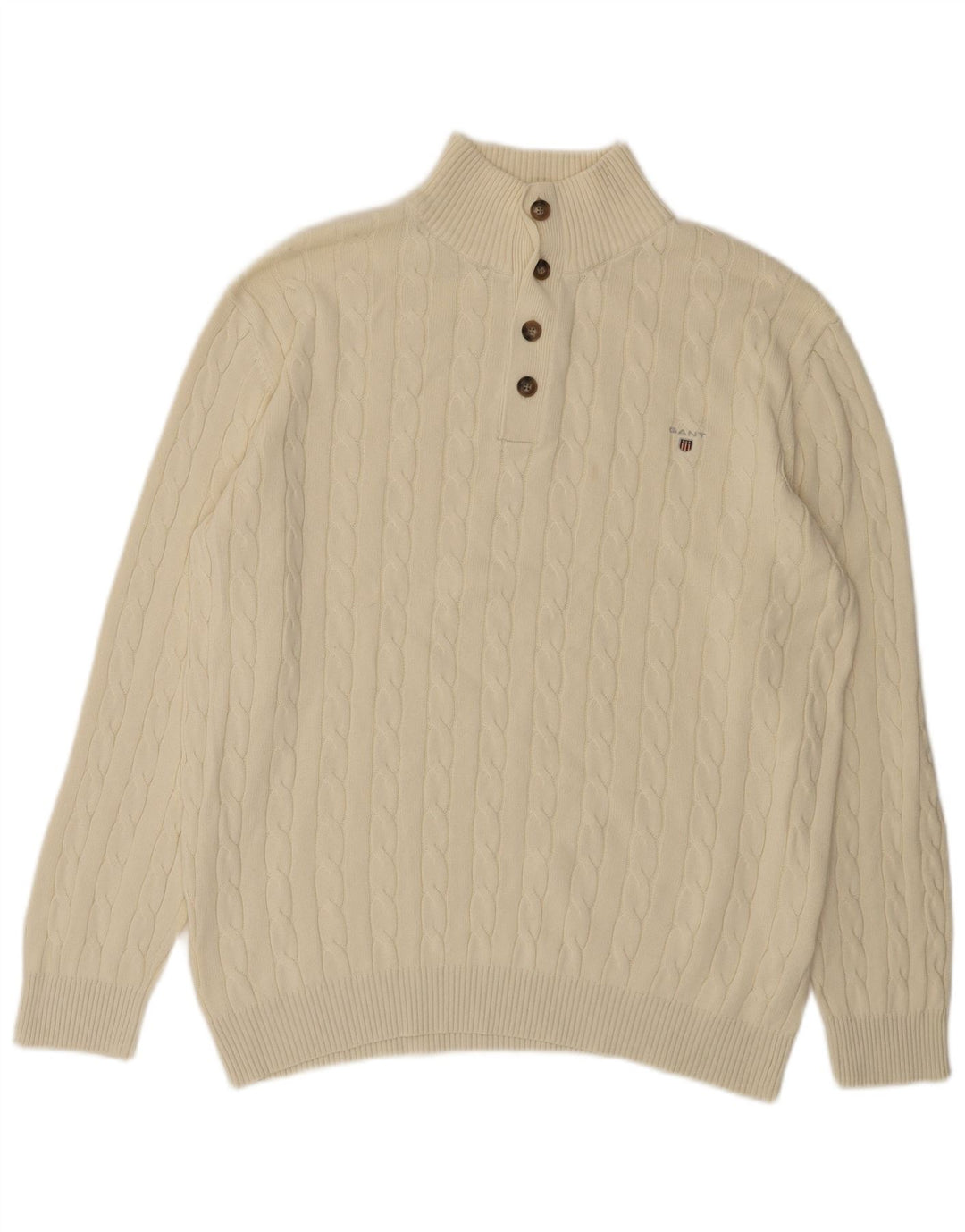 Мужской свитер Gant на пуговицах 2XL из белого хлопка