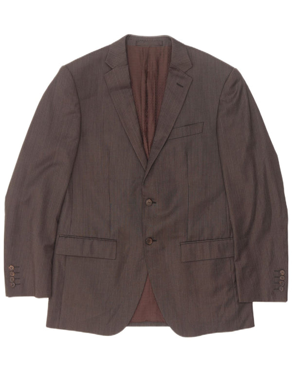 Marks & Spencer Mens 2 Button Blazer Jacket UK 40 Medium Grey Pinstripe
