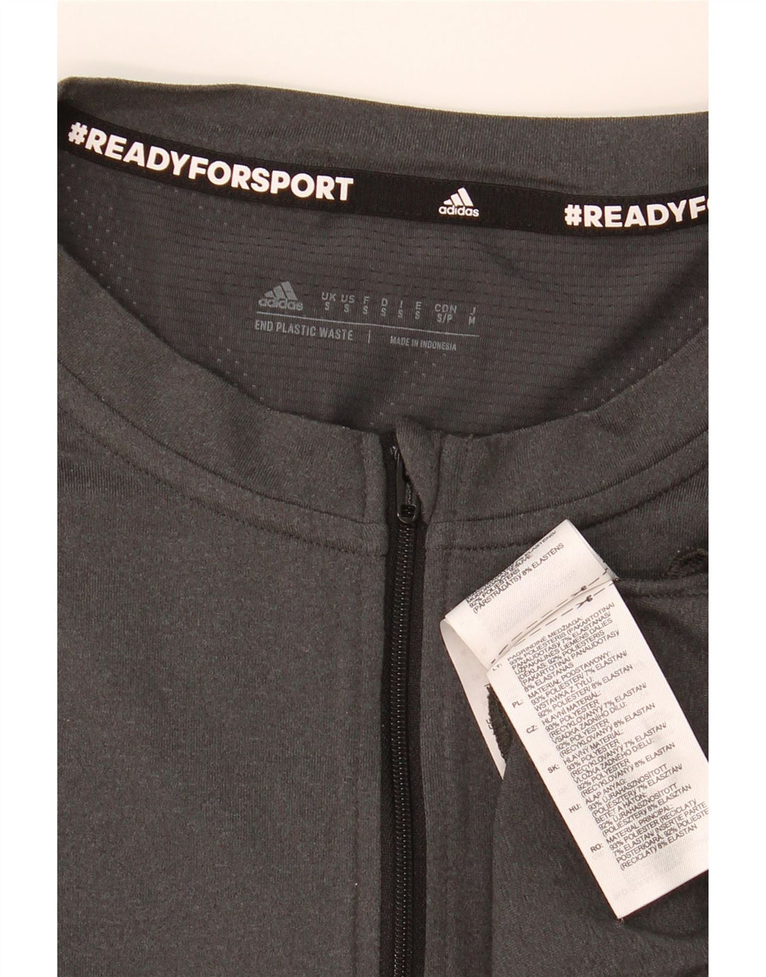 ADIDAS Mens Zip Neck Top Long Sleeve Small Grey Cotton