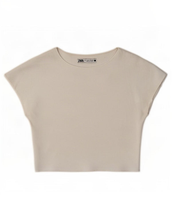 Женская укороченная блузка с крыльями летучей мыши Zara UK 8, маленький белый