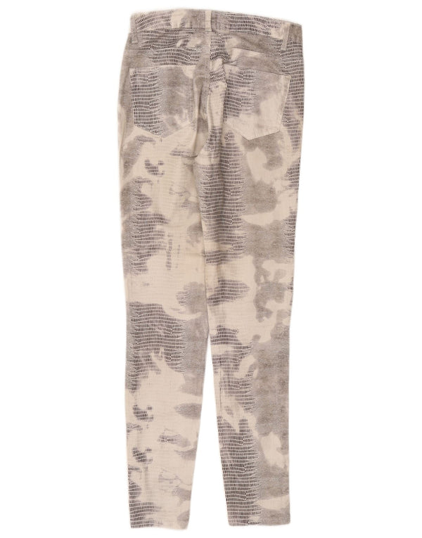 Винтажные женские узкие повседневные брюки W28 L29, белый хлопок с животным принтом