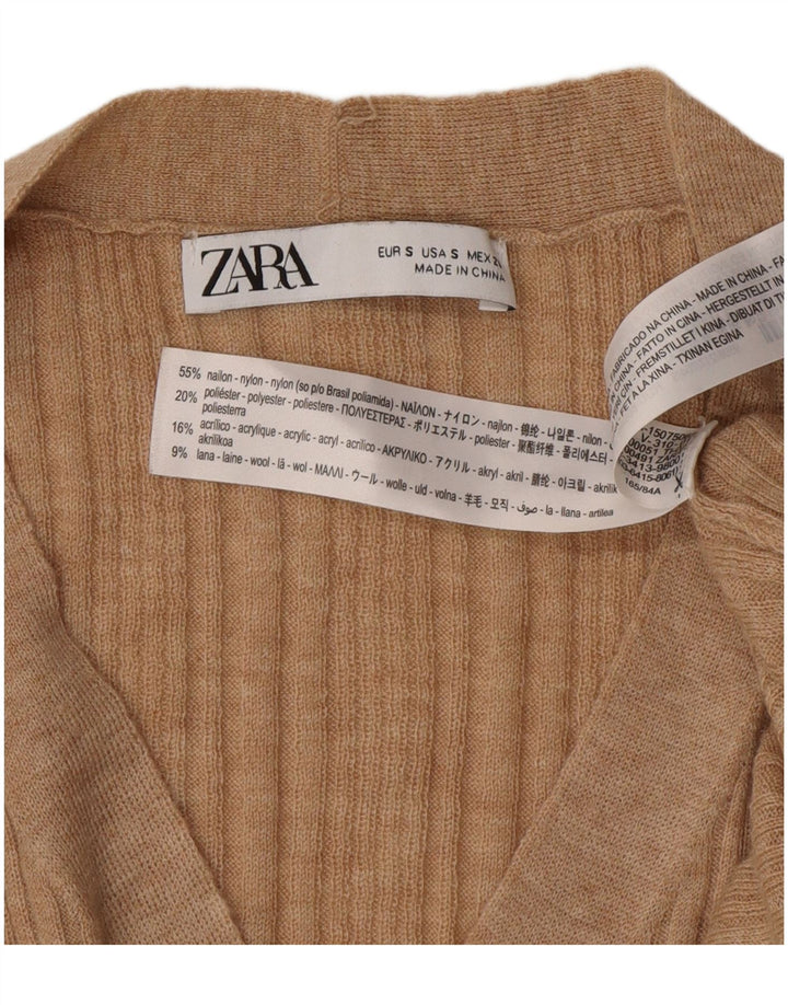 Женский кардиган Zara, размер Великобритании 10, маленький, бежевый, нейлон