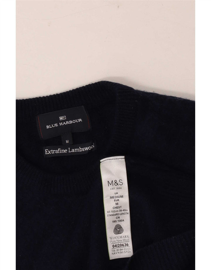Мужской свитер с круглым вырезом Marks & Spencer Blue Harbour, средний темно-синий