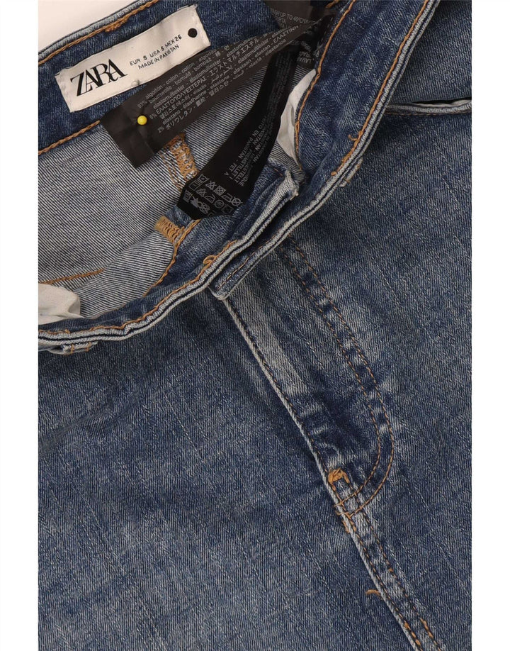 Женская джинсовая юбка миди Zara, маленькая, W26, синяя, хлопок