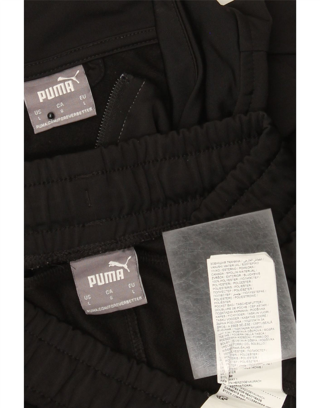 PUMA Mens Graphic Full Tracksuit Large Black Colourblock Polyester
