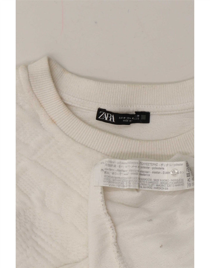 Женский джемпер свободного кроя Zara UK 12, средний белый с геометрическим узором