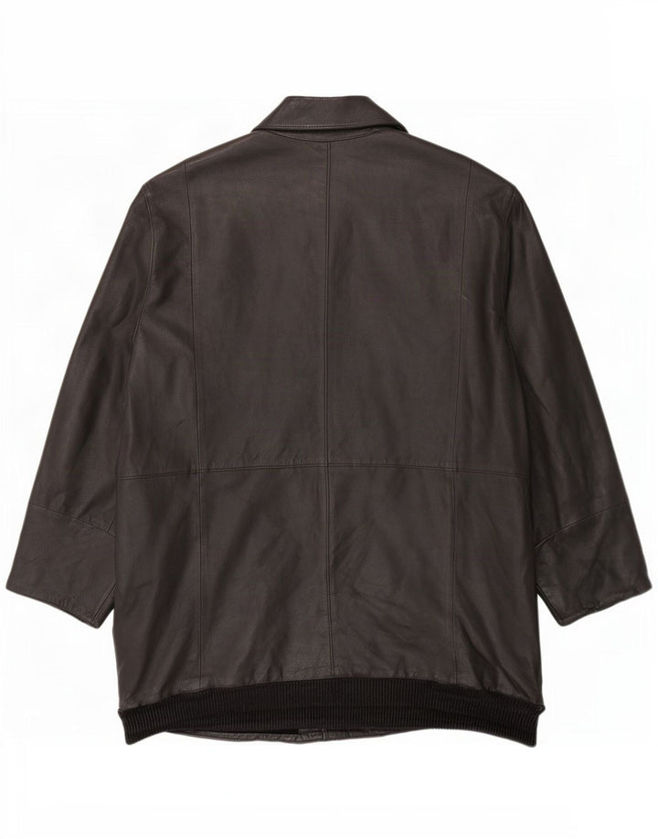 Винтажное мужское кожаное пальто UK 42 XL, черное