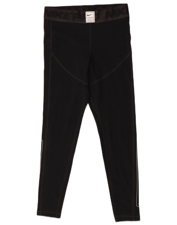 Nike Womens Graphic Leggings UK 14 Medium  Black Polyester