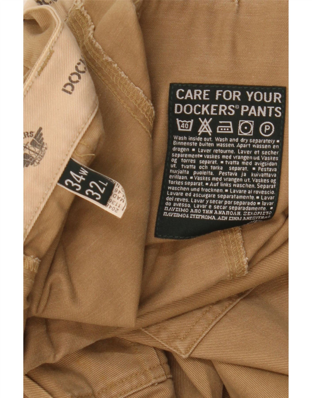 Мужские прямые брюки-карго Dockers W34 L32 бежевые