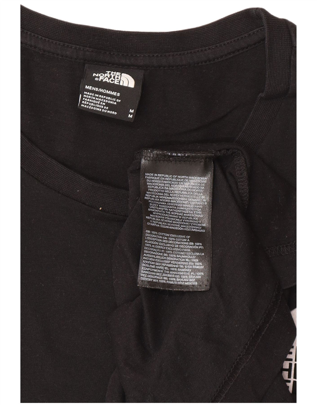 Мужская футболка с рисунком The North Face, хлопковый топ среднего размера, черный