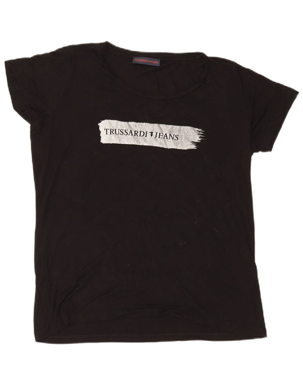 Женская футболка с рисунком Trussardi Jeans Top UK 18 XL, черная