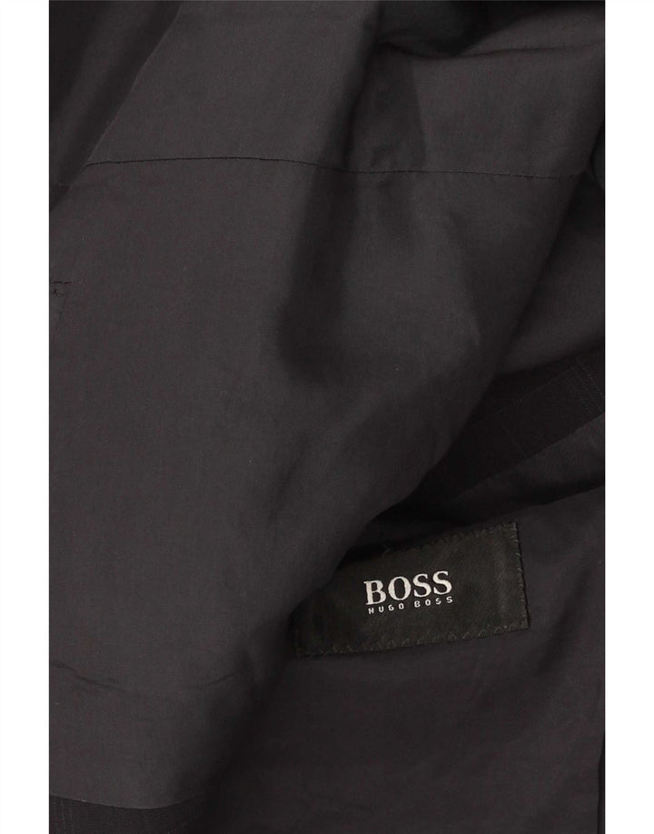 Мужской пиджак с 3 пуговицами Hugo Boss UK 38, средний темно-синий в клетку