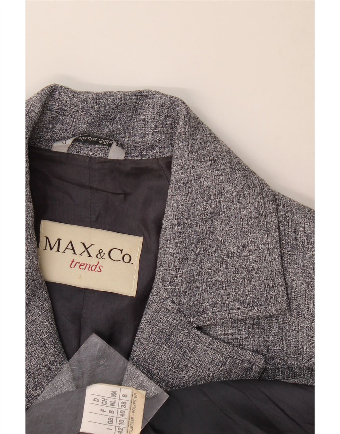 Женский пиджак Max & Co. на 4 пуговицах, Великобритания 10, маленький серый полиэстер