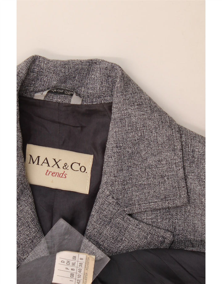 Женский пиджак Max & Co. на 4 пуговицах, Великобритания 10, маленький серый полиэстер