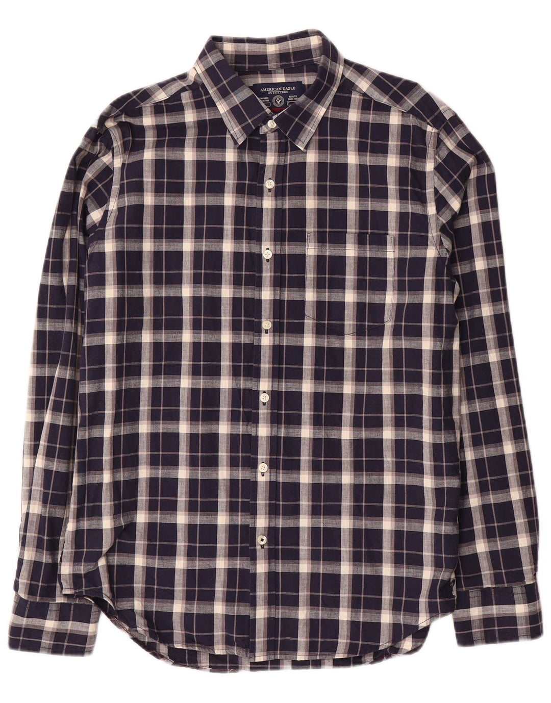 Мужская рубашка American Eagle среднего размера, темно-синяя клетка, хлопок