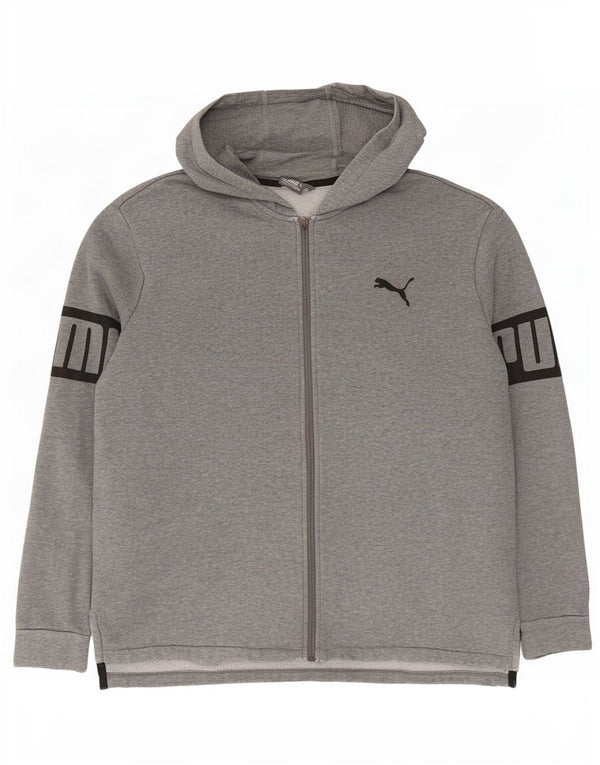 Мужской свитер с капюшоном на молнии с графическим рисунком Puma XL, серый хлопок