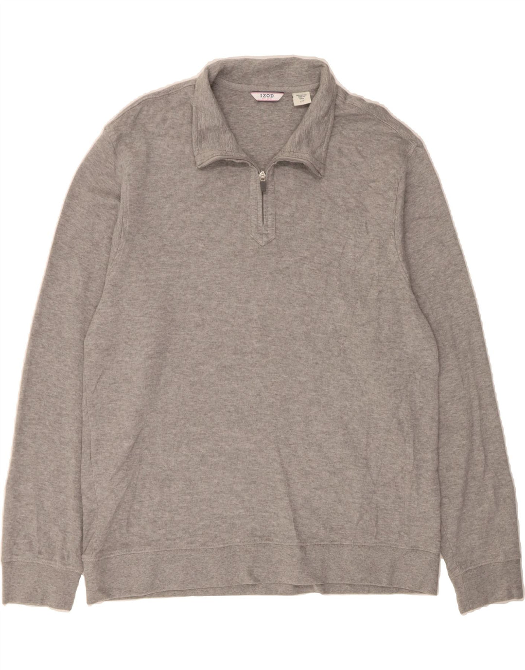 IZOD Mens Zip Neck Jumper Sweater Large Grey Cotton Vintage Izod and Second-Hand Izod from Messina Hembry 