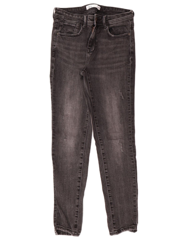 Женские джинсы скинни Zara EU 38, маленькие W28 L27, серые, хлопковые, классические