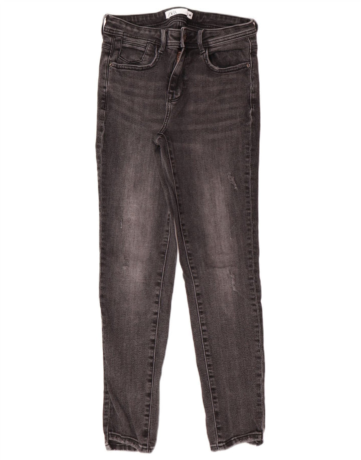 Женские джинсы скинни Zara EU 38, маленькие W28 L27, серые, хлопковые, классические