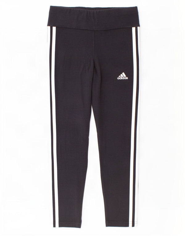 Леггинсы Adidas для девочек 9-10 лет, черные, хлопковые