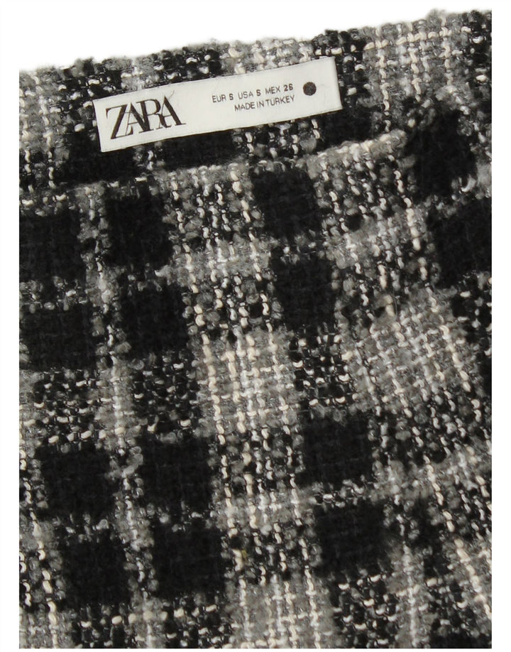 Женская трикотажная мини-юбка Zara, маленькая W26, черная клетка