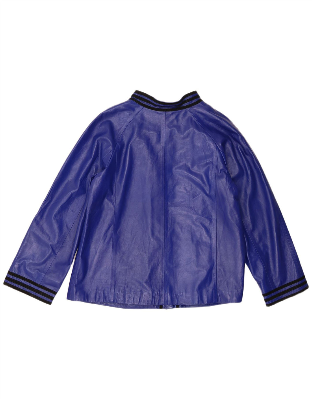 Винтажная женская кожаная куртка UK 14, кожа среднего синего цвета