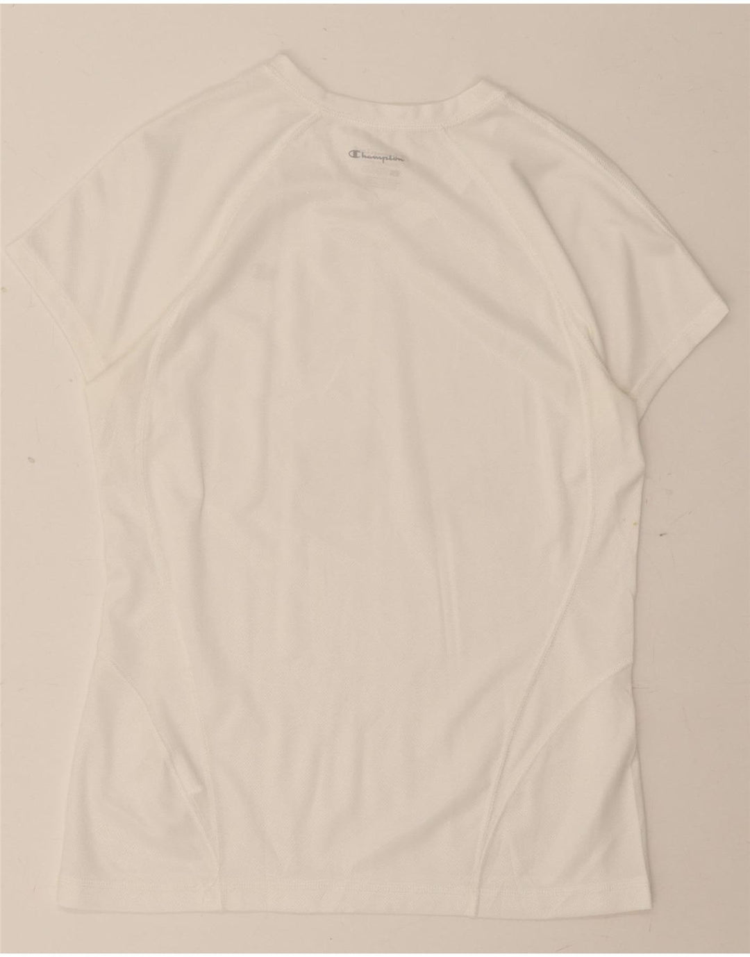 CHAMPION Womens T-Shirt Top UK 12 Medium White Polyester Vintage Champion and Second-Hand Champion from Messina Hembry 