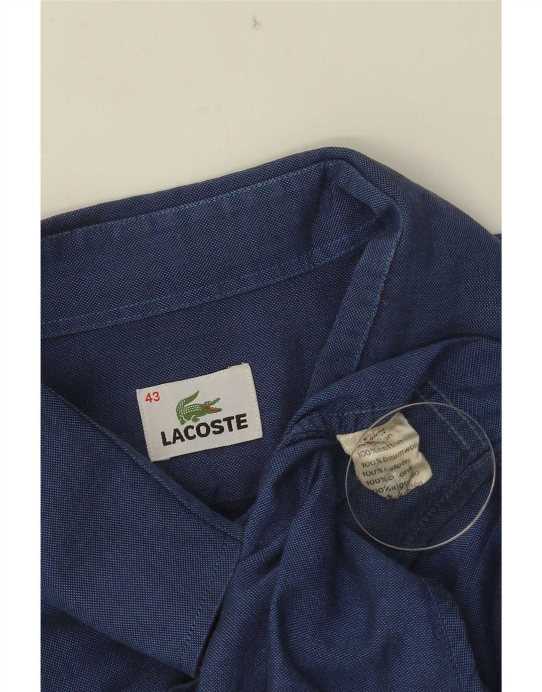 Мужская рубашка Lacoste, размер 43, большая синяя хлопковая