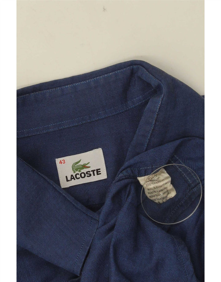 Мужская рубашка Lacoste, размер 43, большая синяя хлопковая