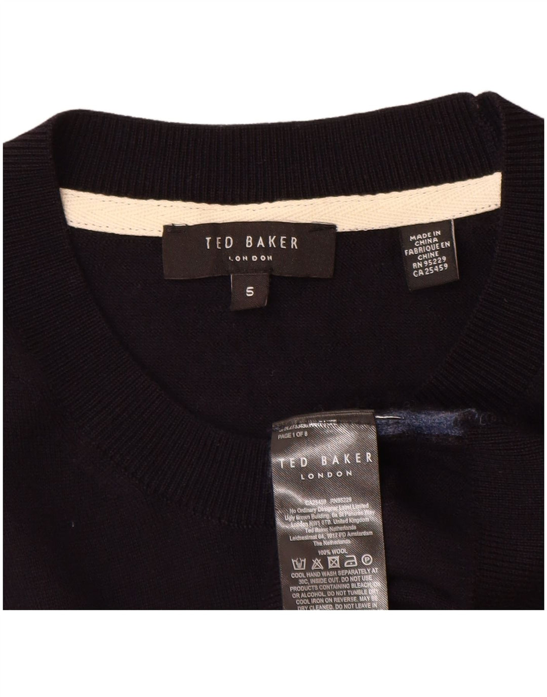 Женский джемпер с круглым вырезом Ted Baker, размер 5 XL, темно-синий, шерсть