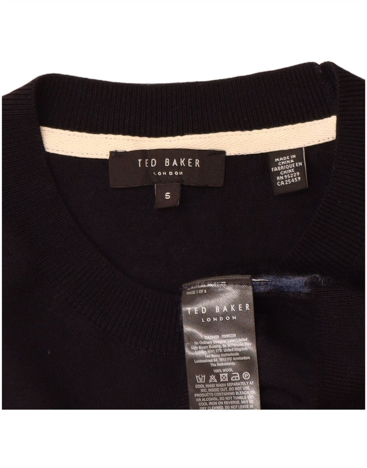 Женский джемпер с круглым вырезом Ted Baker, размер 5 XL, темно-синий, шерсть
