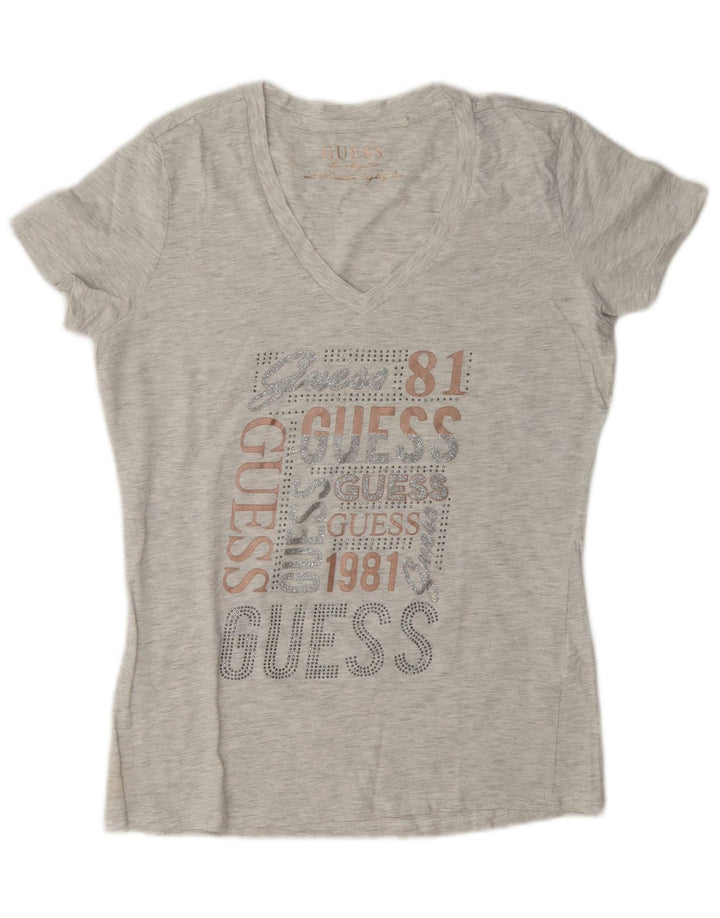 Женская футболка Guess с рисунком Top UK 14, средний серый в крапинку