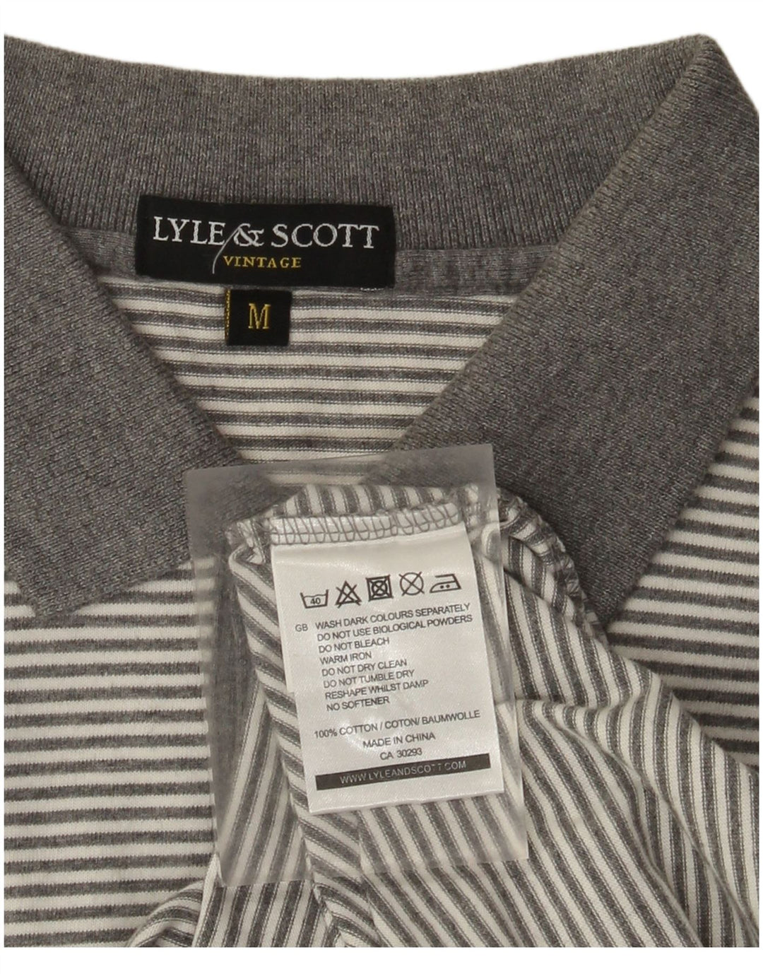 Мужская рубашка-поло Lyle & Scott, хлопковая серая полоска среднего размера