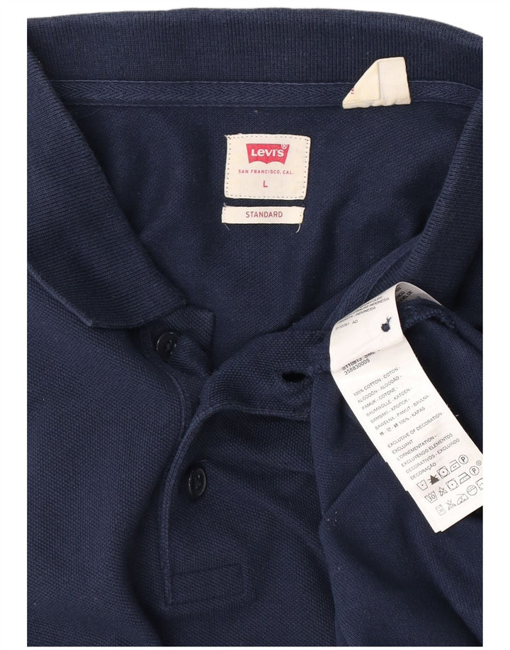 Мужская стандартная рубашка-поло Levi's, темно-синяя, хлопковая, большого размера
