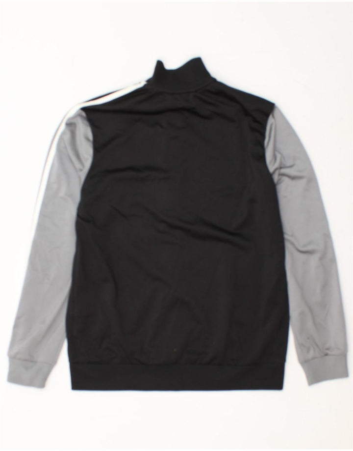 ADIDAS Boys Tracksuit Top Jacket 13-14 Years  Black Colourblock Polyester