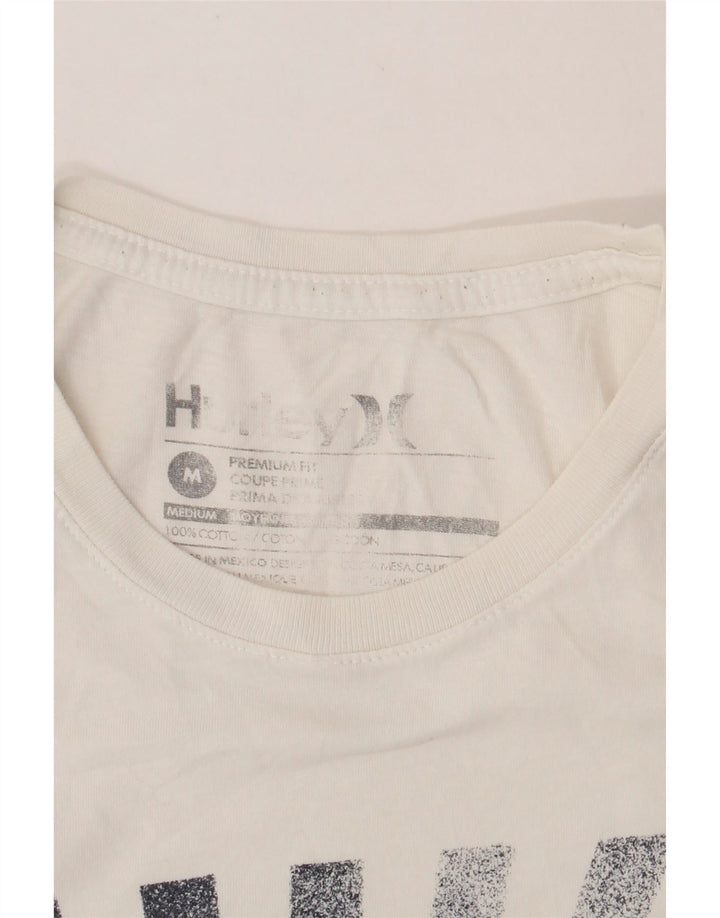HURLEY Mens Graphic T-Shirt Top Medium White Cotton Vintage Hurley and Second-Hand Hurley from Messina Hembry 