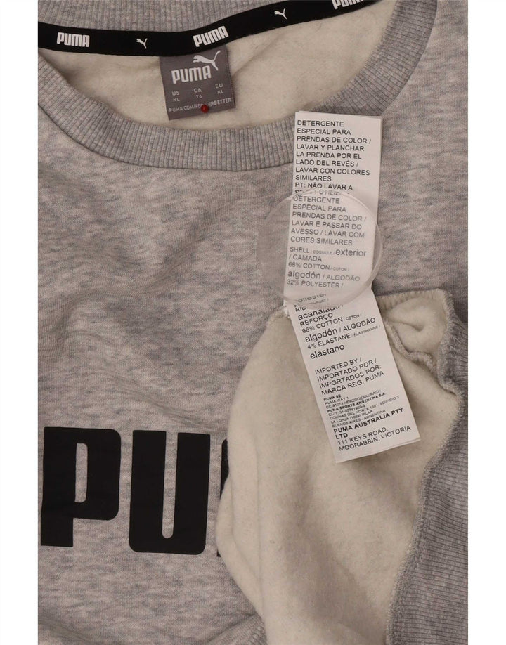 Мужской свитшот с рисунком Puma XL, серый хлопок с крапинками