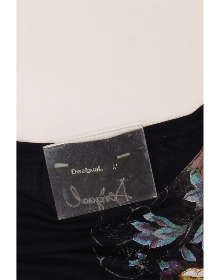 Женская туника с рисунком Desigual UK 14, средний темно-синий с цветочным принтом