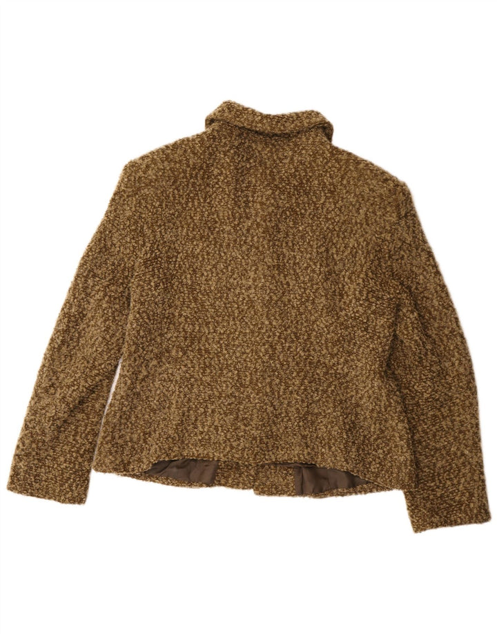 Винтажный женский пиджак на 4 пуговицах, Великобритания 14, средний цвет хаки, акрил в крапинку