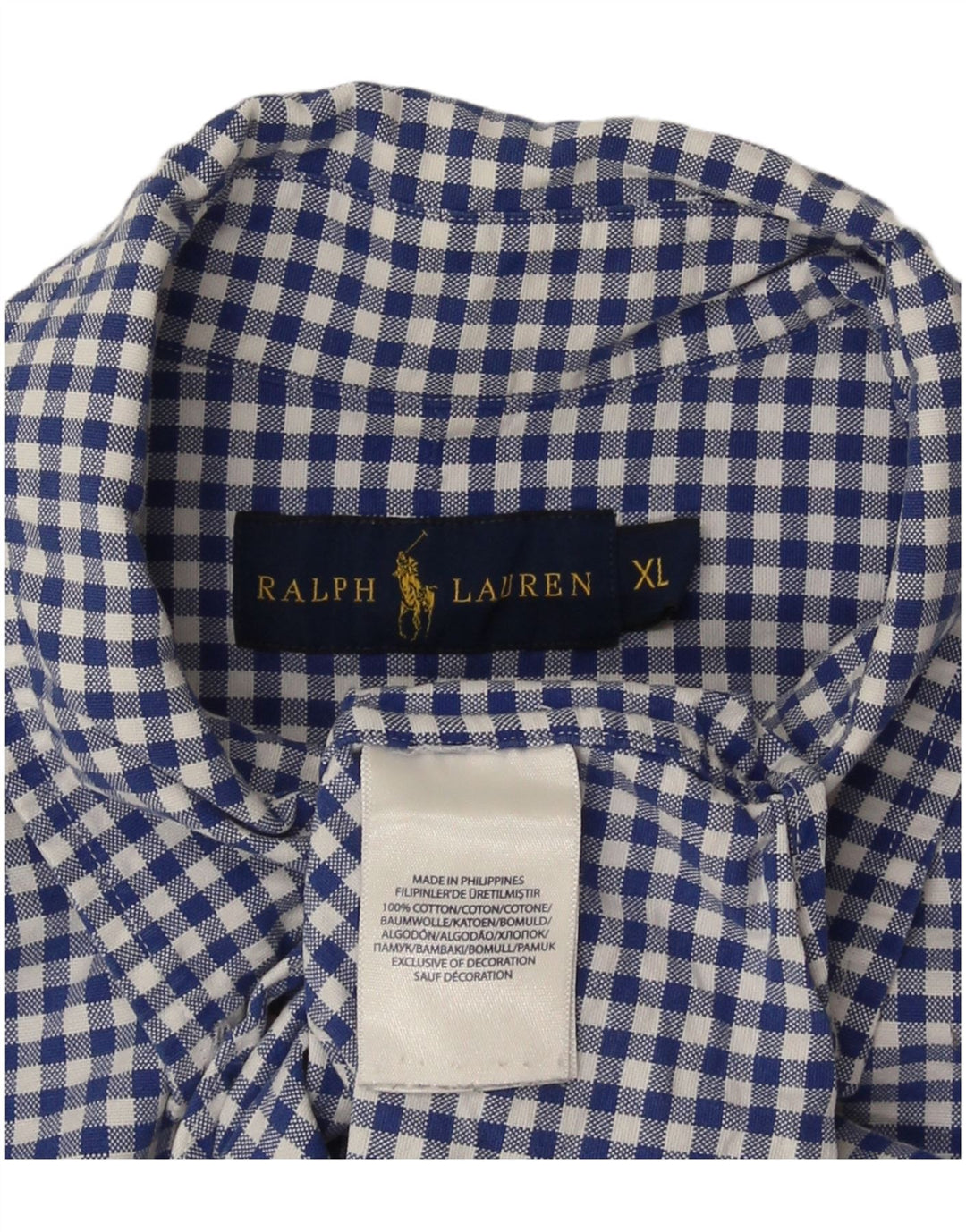 Мужская рубашка Ralph Lauren XL, синяя, хлопок в мелкую клетку