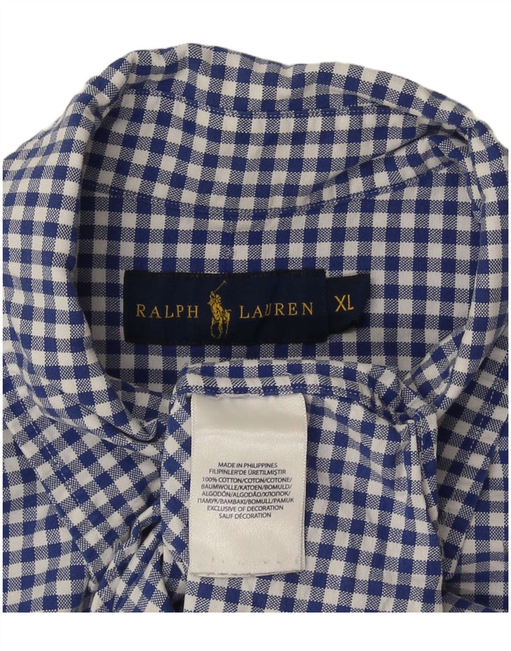 Мужская рубашка Ralph Lauren XL, синяя, хлопок в мелкую клетку