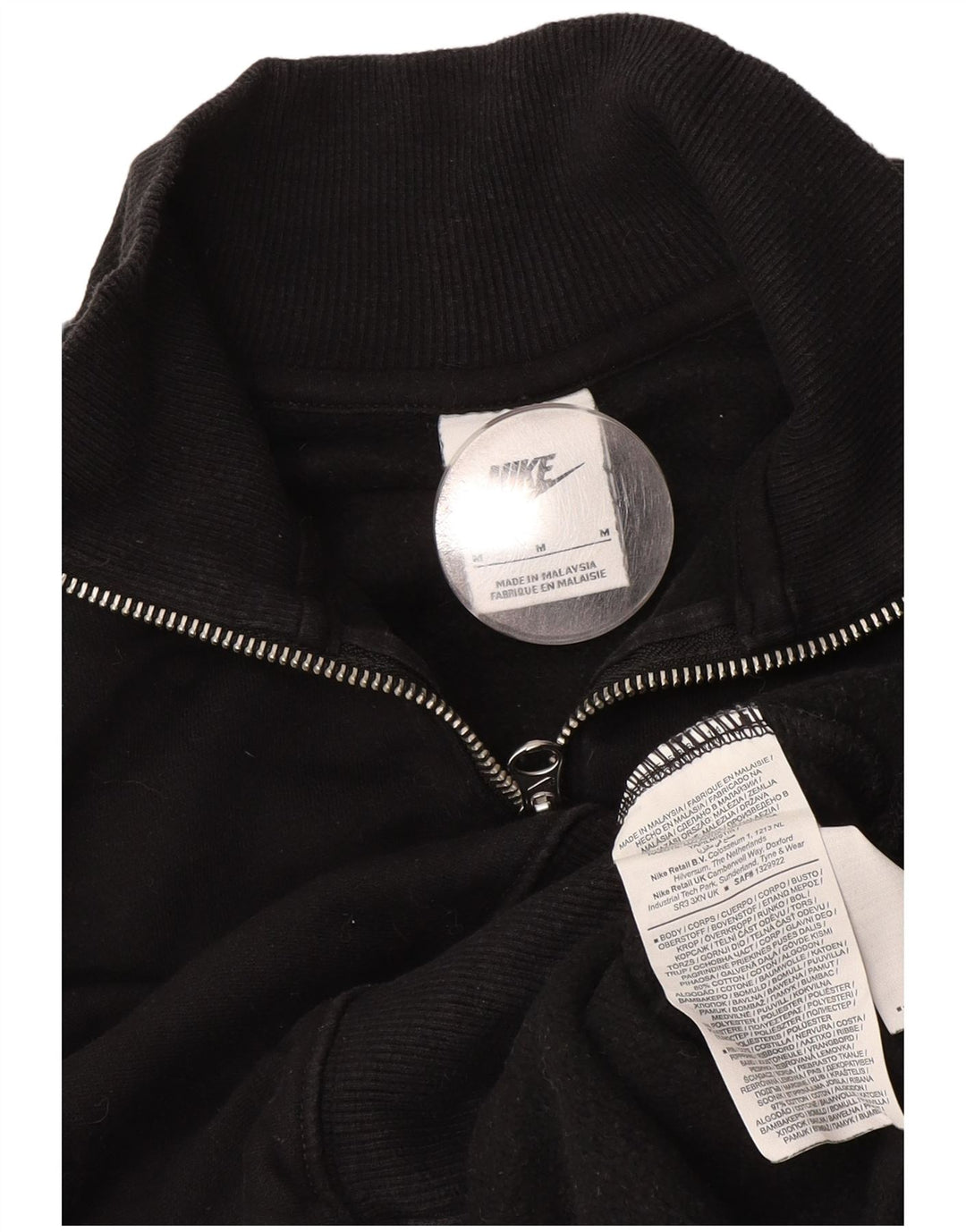 Женский укороченный свитшот с воротником на молнии NIKE UK 14, средний черный хлопковый джемпер