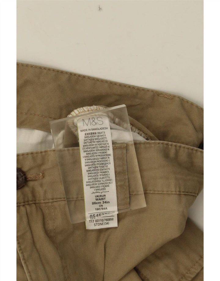 Мужские шорты карго Marks & Spencer W34, большие, бежевые, хлопок
