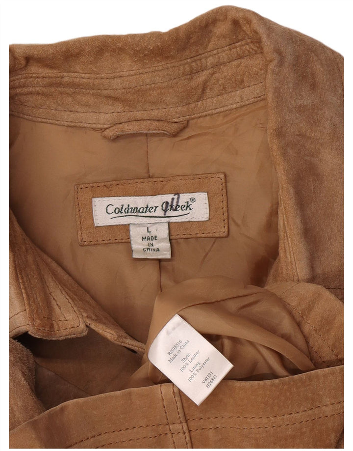 Женская замшевая куртка Coldwater Creek UK 16, большая коричневая кожа