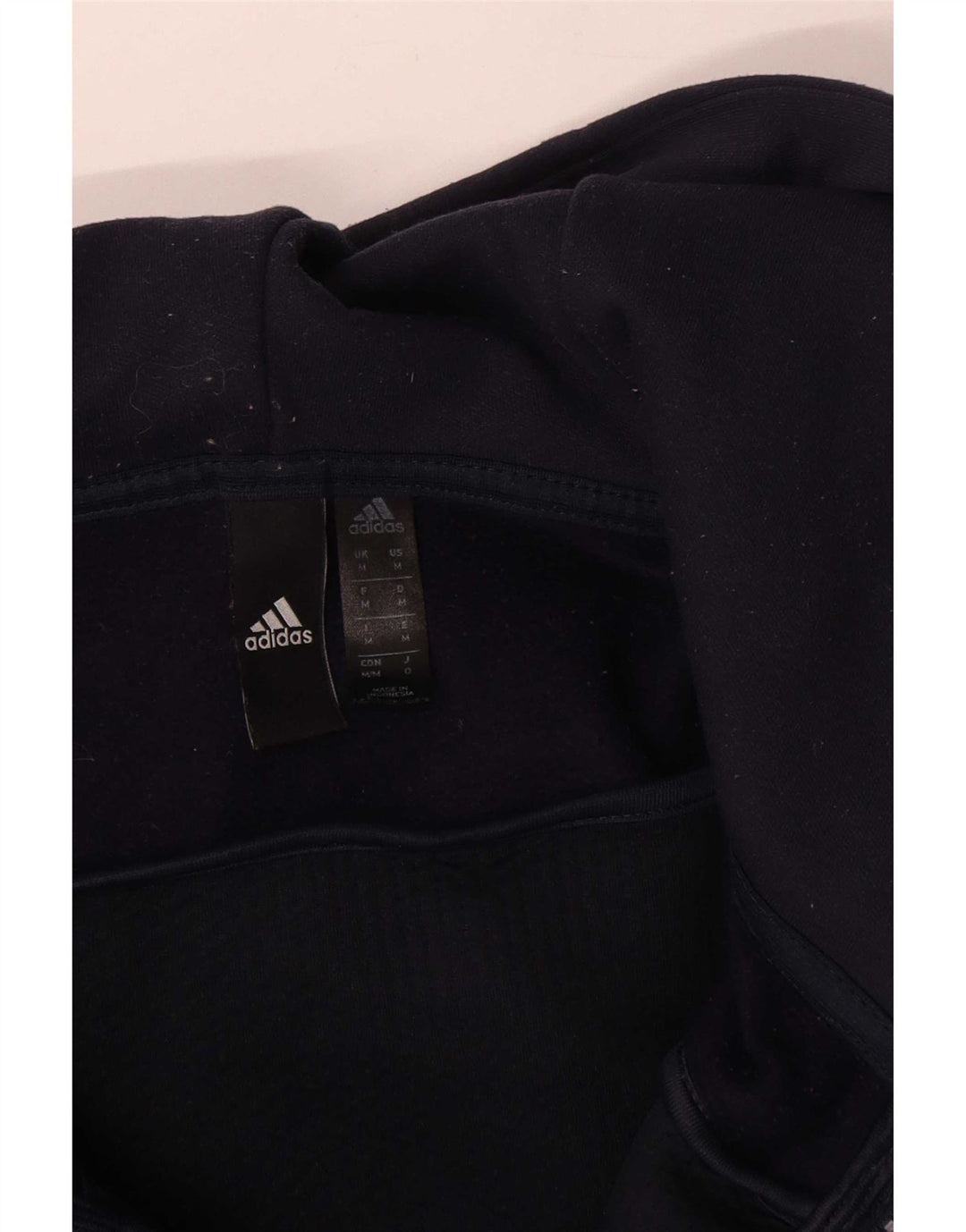 Мужской свитер с капюшоном на молнии Adidas среднего размера, темно-синий, полиэстер с цветными блоками