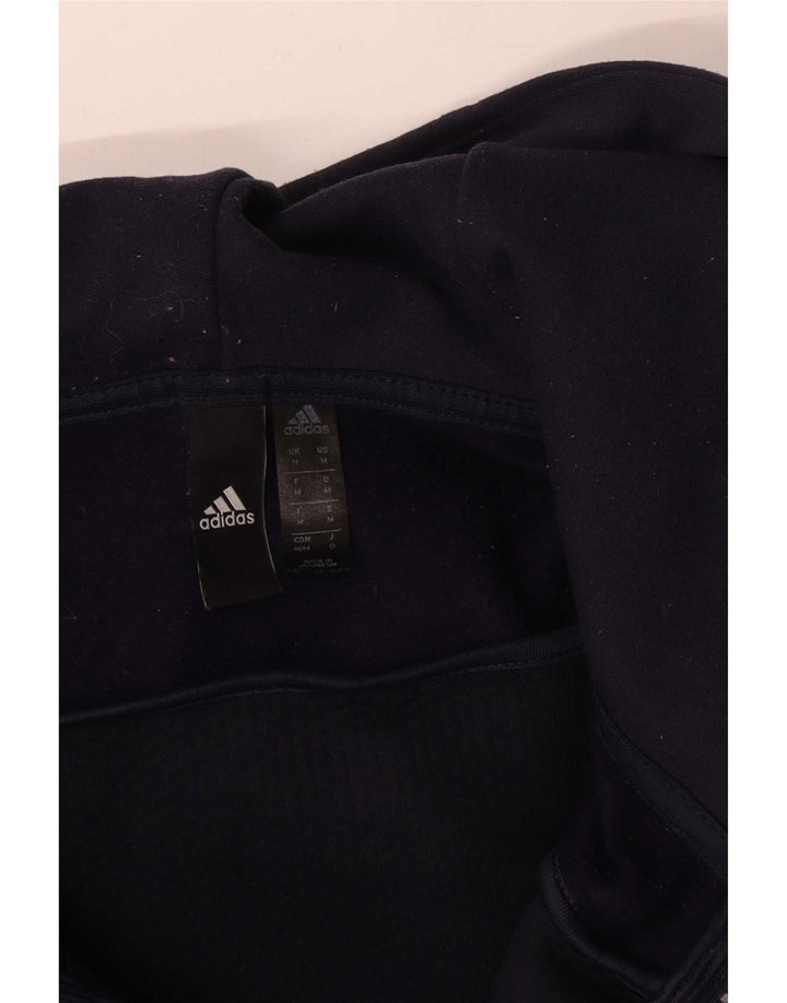 Мужской свитер с капюшоном на молнии Adidas среднего размера, темно-синий, полиэстер с цветными блоками